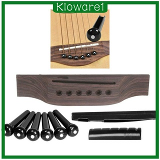 ( Kloware1 ) Rosewood Guitar Bridge พร้อมหมุดอานสําหรับกีต้าร์อะคูสติก 6 สาย