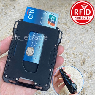 Rfid กระเป๋าสตางค์อลูมิเนียมกระเป๋าหนังกระเป๋าสตางค์ผู้ชาย