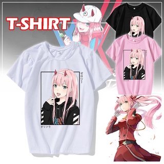 Anime Zero Two เสื้อยืด Unisex แขนสั้น Streetwear T shirt สุภาพสตรี DARLING In The FRANXX