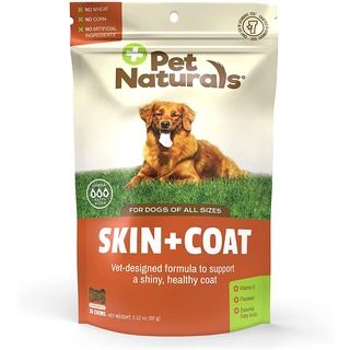 Pet Naturals Dog Skin+Coat บำรุงขนสุนัข แก้ขนร่วง ขนสวย เงางาม ลดคัน (30 เม็ดขนม-ซองน้ำตาล)