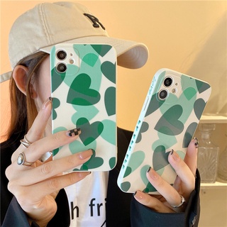 เคสซิลิโคนนิ่ม ลายหัวใจ สีเขียว สําหรับ HUAWEI P20 P30 lite P40 P50 PRO Nova 3e 3 3i 4 4E 5T 7 se 7i y7 PRO 2019 Y9 prime 2019 Y7A 2020 Y8P Y6S Y9S MATE 20 PRO