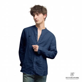 Selvedgework Indigo Linen: Collar Shirt  Origin: Japanese Fabric