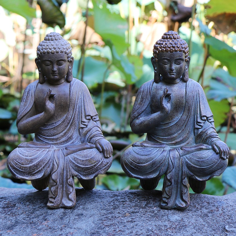 ♞♣◑Modern Resin Buddha Statue Outdoor Garden Sitting Buddha Figurine Sculpture Handmade Crafts Gifts Home Decoration Acc