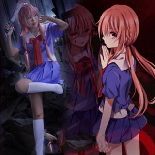 ชุดเครื่องแต่งกายคอสเพลย์วิกผม Anime Future Diary Mirai Nikki Gasai Yuno สําหรับงานปาร์ตี้ฮาโลวีน