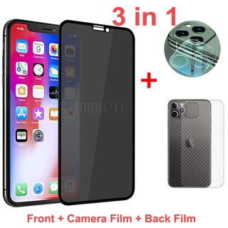 3-in-1 ฟิล์มกระจกนิรภัยกันรอยหน้าจอ กันแอบส่อง สําหรับ iPhone 12 Pro Max iPhone 12 Pro Mini