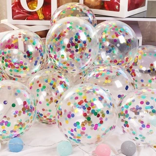 พร้อมส่ง（5ใบ）ลูกโป่งใส confetti 12 นิ้ว มีสีเยอะมาก(ไม่แถมก้าน,ริบบิ้น)