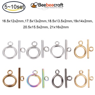 Beebeecraft ตะขอสลับ สเตนเลส 304 สีทอง ขนาด 16x12x2 มม. 21x16x2 มม. 18.5x13.5x2 มม. สําหรับทําเครื่องประดับ 1~20 ชุด