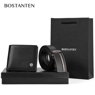 [ส่งไวจากไทย] BOSTANTEN BOSTANTEN ชุดเข็มขัดและกระเป๋าสตางค์ผู้ชาย เข็มขัดนิรภัยแบบอัตโนมัติ เข็มขัดหนัง กระเป๋าสตางค์ กล่องของขวัญและถุงของขวัญ