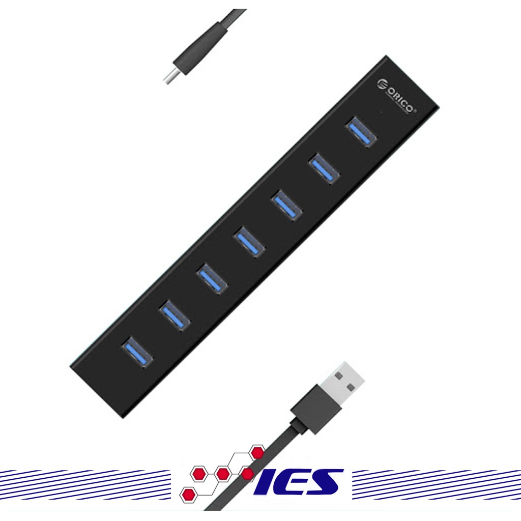 Orico H7013 AD-U3 พอร์ตฮับความเร็วสูง USB 3.0 พร้อมอะแดปเตอร์แปลงไฟ