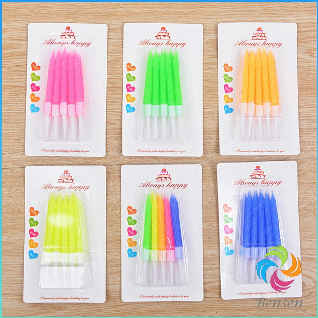 Bensen เทียนวันเกิด เทียนเค้กวันเกิด เทียนสี บรรจุ 10 แท่ง/แพ๊ค Birthday candles