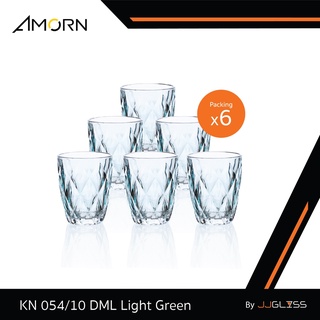 JJGLASS - ( AMORN )  KN 054/10 - แก้วน้ำ แฮนด์เมด ทรงกระบอก ลายเจียระไน  มีให้เลือก 8 สี บรรจุ 6 ใบ ราคาพิเศษ