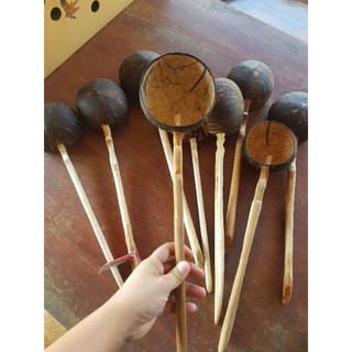 กระบวยตักน้ำ แบบกะลา ด้ามไม้สักขนาดใหญ่(พร้อมส่ง)