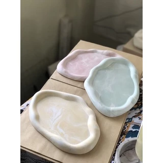 ถาดปูนทรงเมฆ ☁️☁️ รี และกลม ถาดวางเครื่องประดับ แต่งห้อง รองแก้ว วางเทียนหอม 🕯✨🕶 พร้อมส่ง