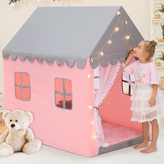 Princess Tent W/Star Light String And 2pcs Windows Playhouse Tent Large Space Fairy Castle Tent For Relaxing Play Tent