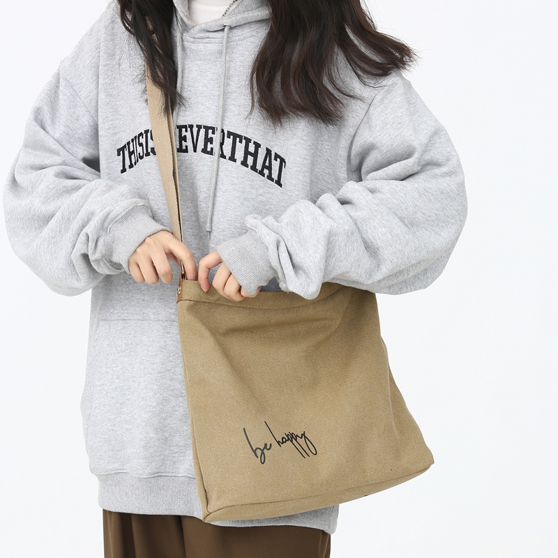 2022 Casual Ulzzang Sling Bag For Women Large Capacity Canvas Bag Men College Student Tote Bag