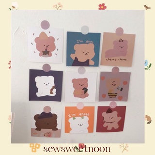 🌷sewsweetnoon🌷[P03]โปสการ์ดลายหมี Gom 🐻🐻🐻 ลายหน้า-หลังแบบเดียวกัน😊