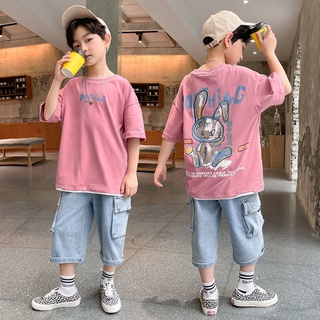 🌟T-shirts🌟2021 New Boys Western Fashionable Cartoon Print Loose Short Sleeve Top Trend