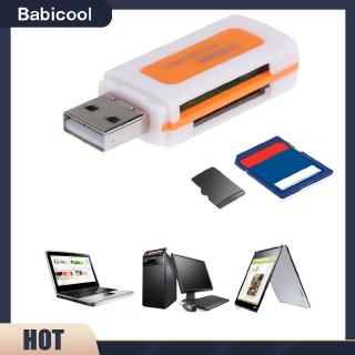 Babicool.🚀Mini USB2.0 4 ช่องเสียบการ์ดสมาร์ทการ์ดรีดเดอร์ SD / MMC TF MS M2 Card Reader