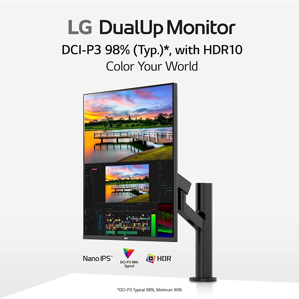 LG 28MQ780-B 28 Inch SDQHD (2560 x 2880) Nano IPS DualUp Monitor with Ergo Stand, DCI-P3 98% (Typ.) with HDR10, USB Type-C (90W PD) - Black