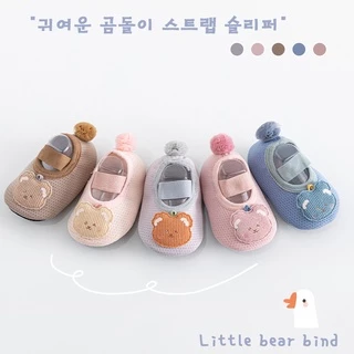 รองเท้าพื้นนุ่ม กันลื่น ลายหมีน่ารัก สําหรับเด็กวัยหัดเดิน