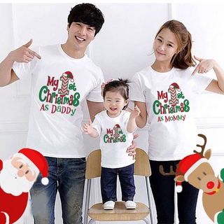 เสื้อยืดMy 1st Christmas Baby Cotton Romper  Mom Dad Tshirt Xmas Outfit Tops Clothes Family Matching T-Shirt 471