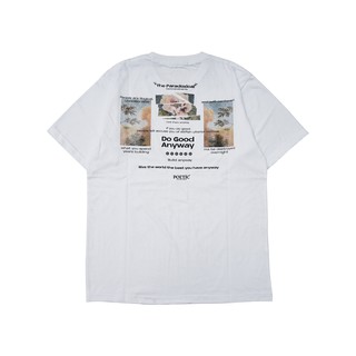 เสื้อยืดคอกลมPoeticluzien เสื้อยืด สีขาว แฟชั่นฤดูร้อนS-5XL