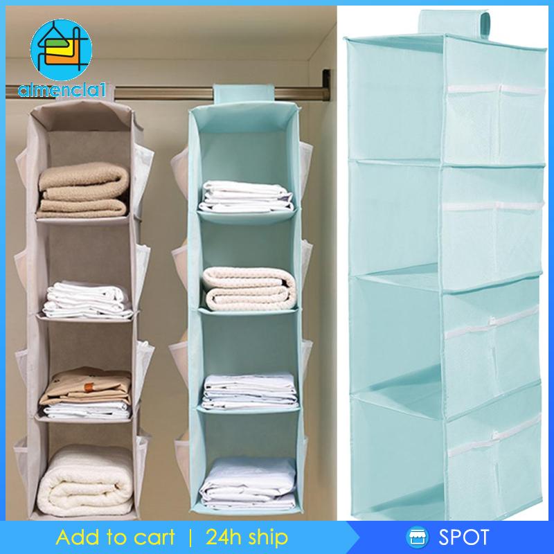 Hanging Closet Organizer 4-Shelf Storage Shelves for Sweaters Shoes Toy ...