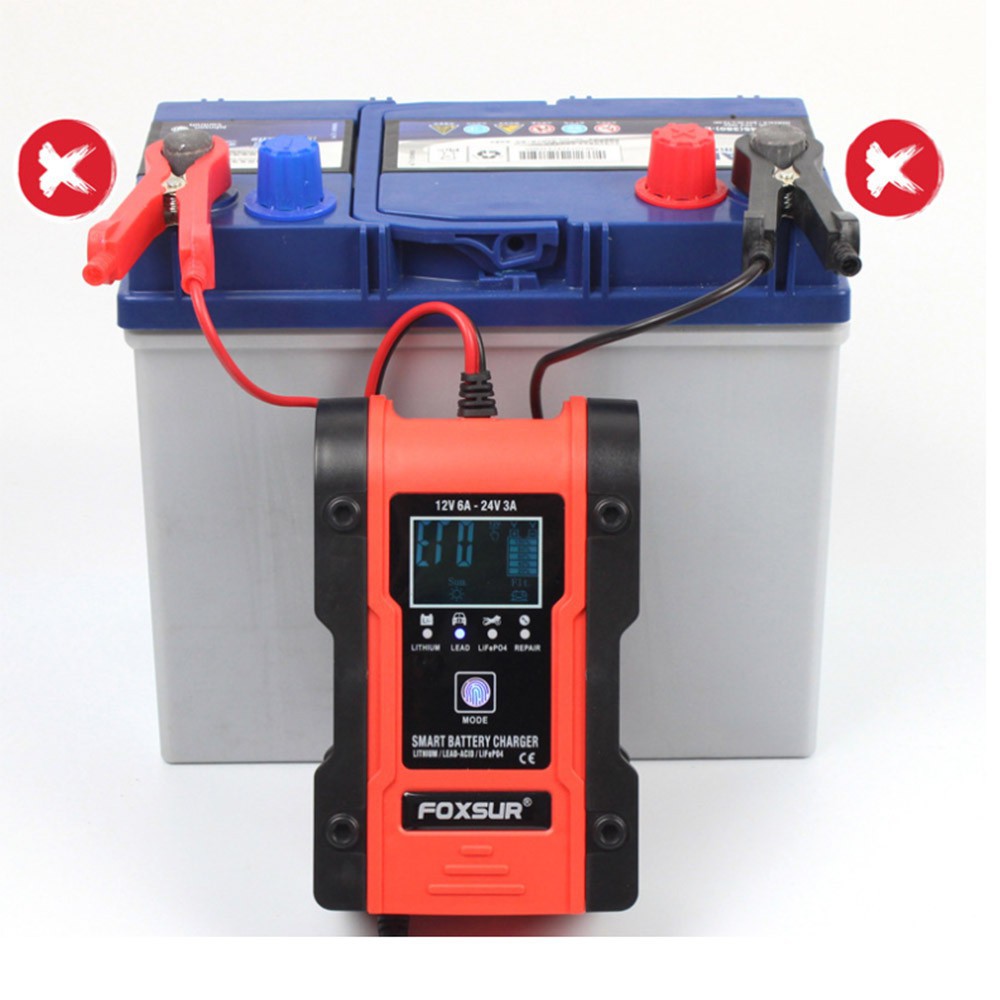 FBC122406D FOXSUR Battery Charger เครื่องชาร์จแบตเตอรี่ รถยนต์ รถ