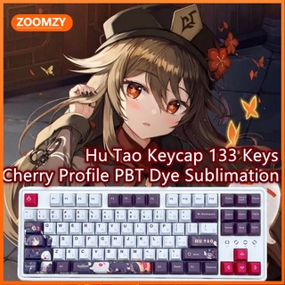 Genshin Impact Keycap Hu Tao Keycap Cherry Profile PBT Dye Sublimation คีย์บอร์ด Keycap อะนิเมะ Keycap 133 คีย์