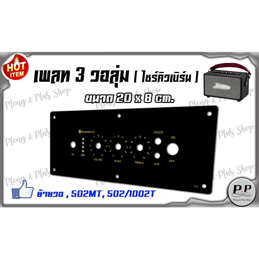 แผ่นเพลท ตู้ลำโพง ขนาด 20x8cm. ( เหมาะกับตู้ไซร์ คิวเบิร์น )