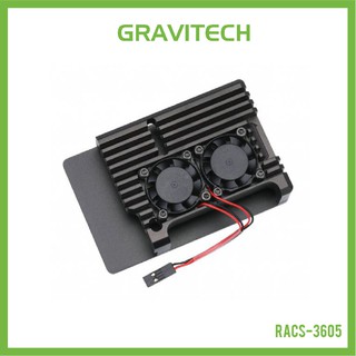 [Gravitechthai]Raspberry Pi 4 Aluminum Case Heat Sink with Fans - Black