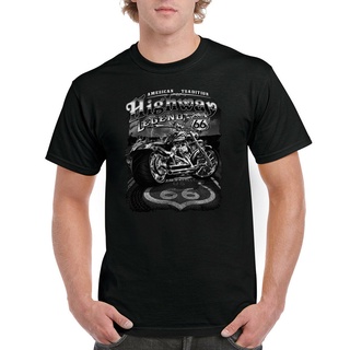 คอลูกเรือเสื้อยืดคอกลมขายดี เสื้อยืด พิมพ์ลายรถจักรยานยนต์ Highway Legend American Tradition Route 66 Biker Cool Tee DBd