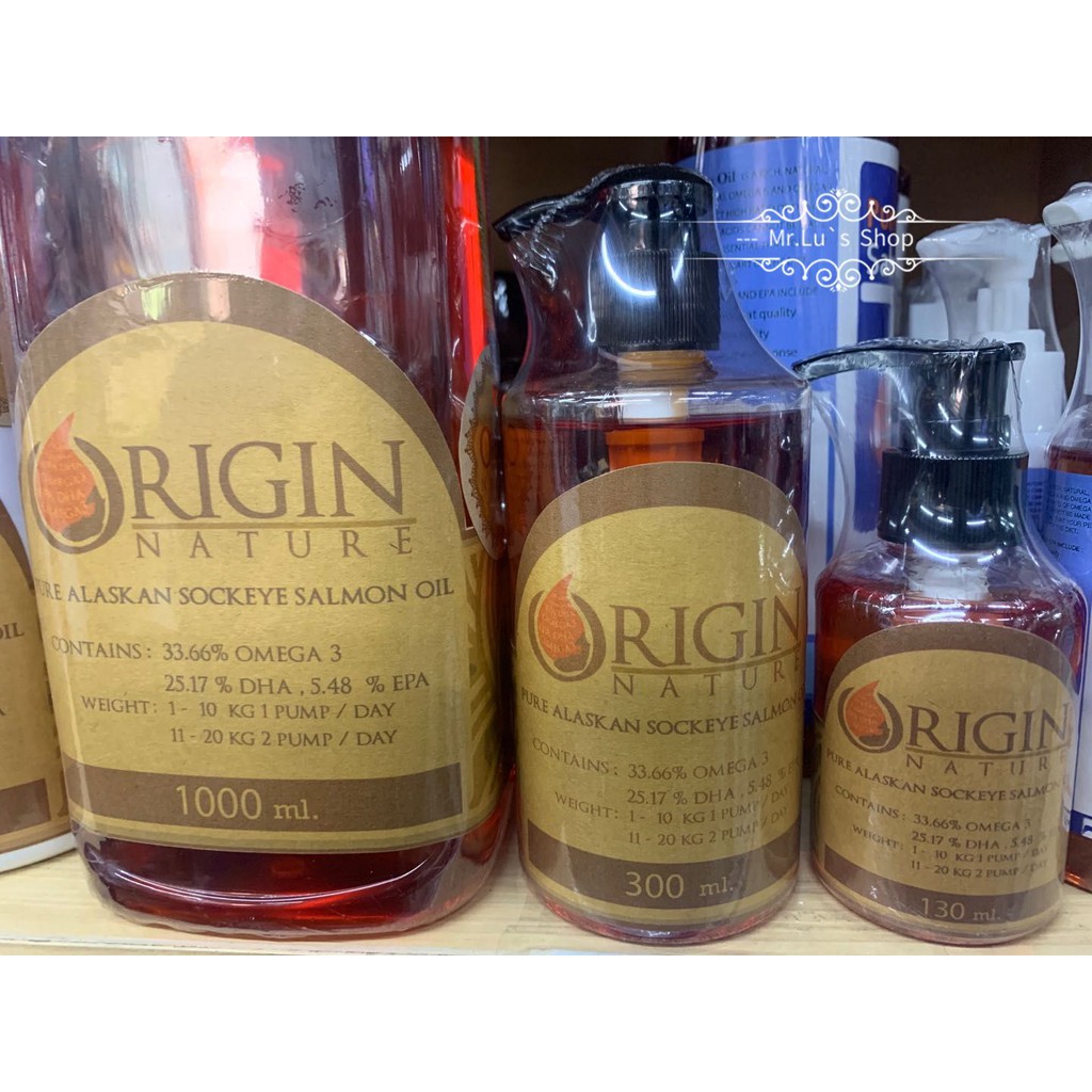 Origin 130/300/1000ml Nature Salmon Oil 100% นำเข้าจากประเทศนอร์เวย์ น้ำมันปลา น้ำมัน แซลมอน บำรุงขน น้ำมันปลาแซลมอน