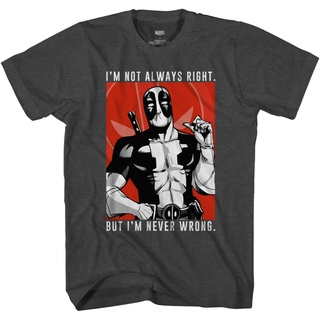 เสื้อยืดลําลอง แขนสั้น พิมพ์ลายกราฟฟิค Deadpool Always Right สําหรับผู้ชายSize S-5XL