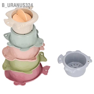 B_uranus324 Baby Stacking Cup Children Colorful Cartoon Fish Shaped Nesting Bath Toy Gift 6 Month+