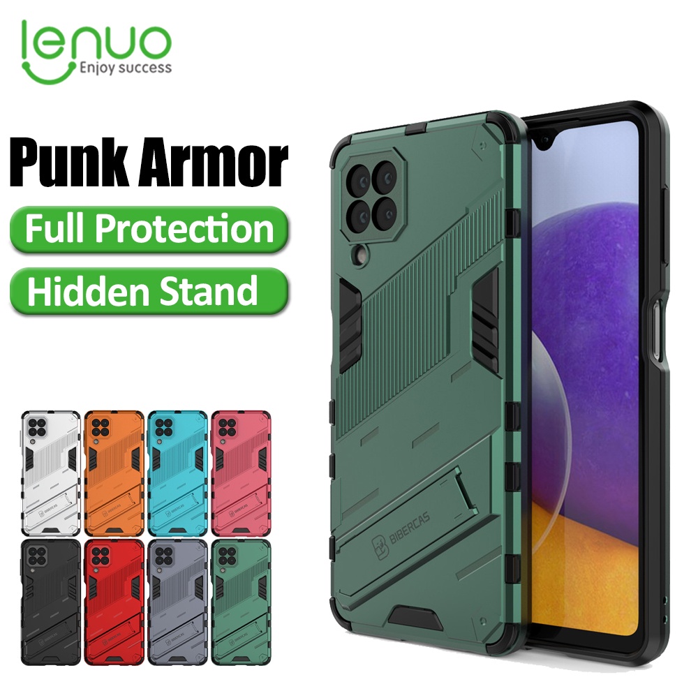 Lenuo กับผู้ถือ Punk เคส สำหรับ Samsung Galaxy A22 4G A22 5G A32 4G A12 A02 เคสโทรศัพท์ เกราะ กันชน กันกระแทก เคสมือถือ