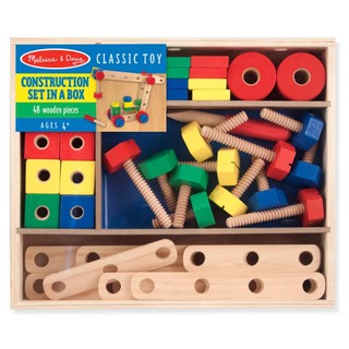 [48ชิ้นไม้] ชุดก่อสร้างพร้อมคู่มือแบบ Melissa & Doug Construction Set in a Box หลากรุ่น 5151/2369 รีวิวดีใน USA อย่างดีผ่านมาตรฐาน ของเล่น มาลิซ่า 4 ขวบ