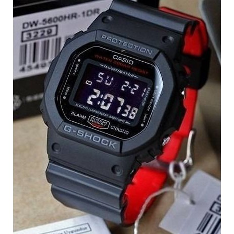 นาฬิกา Casio G-Shock รุ่น DW-5600HR-1 รุ่นยักษ์เล็ก สายสีดำ/แดง - สินค้าของใหม่ ของแท้ 100% ประกัน C