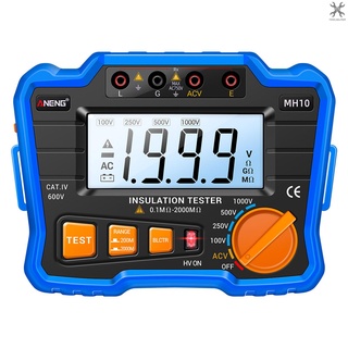 [toolhelper] Aneng MH10 เครื่องทดสอบความต้านทานดิจิทัล 0.1MΩ-2000MΩ หน้าจอ LCD แบ็คไลท์ เมกะโอห์มมิเตอร์ แรงดันขาออก 100 250 500