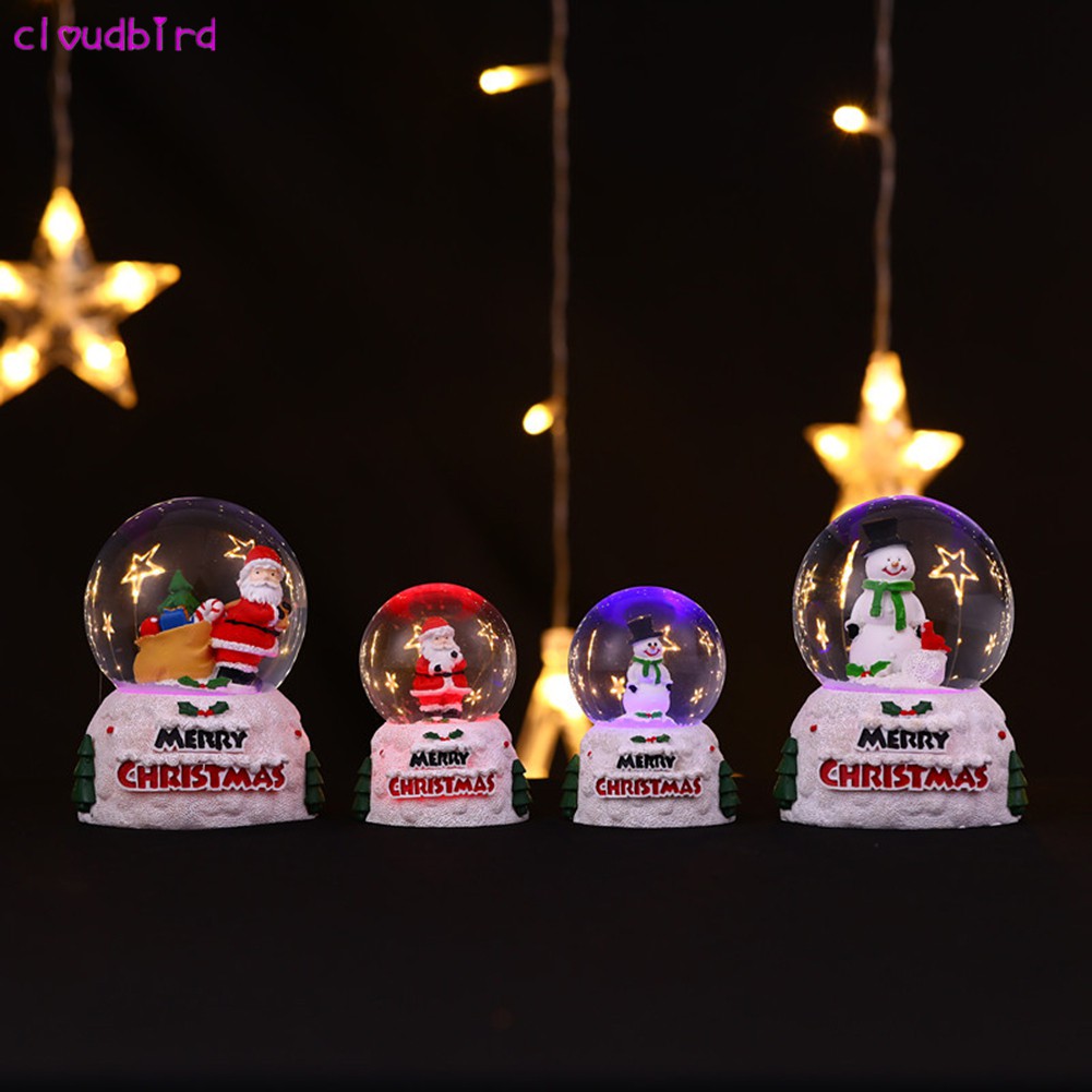 ★♈★ Crystal Ball Ornament Glowing Santa Snowman Glass Ball Adornment ...