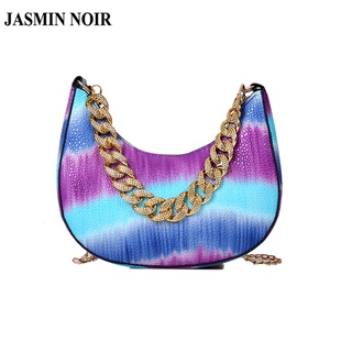 Jasmin NOIR กระเป๋าสะพายไหล่ กระเป๋าถือ สะพายข้าง หนัง PU แต่งสายโซ่คล้อง สําหรับสตรี