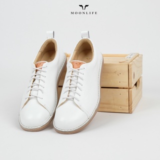 Moonlife Silky sneaker - white รองเท้าหนังวัวแท้ รองเท้าสนีกเกอร์