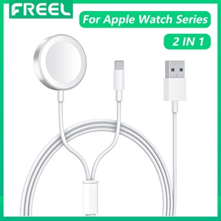 Freel 2 in 1 สายชาร์จแม่เหล็กไร้สาย USB สําหรับ Apple watch Series iWatch Series 7 6 SE 5 4 3 2 1