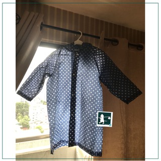 RINLIN เสื้อกันฝนเด็ก Boy Girl Polka Dot  Raincoat Waterproof ลายจุด แขนยาว มีหมวกฮู้ด พร้อมถุงหิ้ว ติดกระดุม สีน้ำเงิน