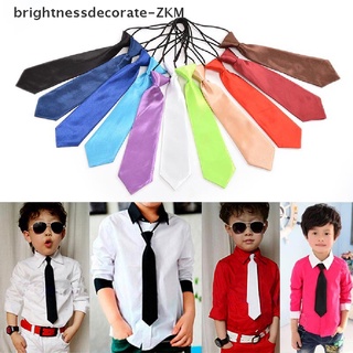 [Brightdecorate] เนคไทยางยืด สีพื้น 11 สี สําหรับเด็กผู้ชาย 1 ชิ้น