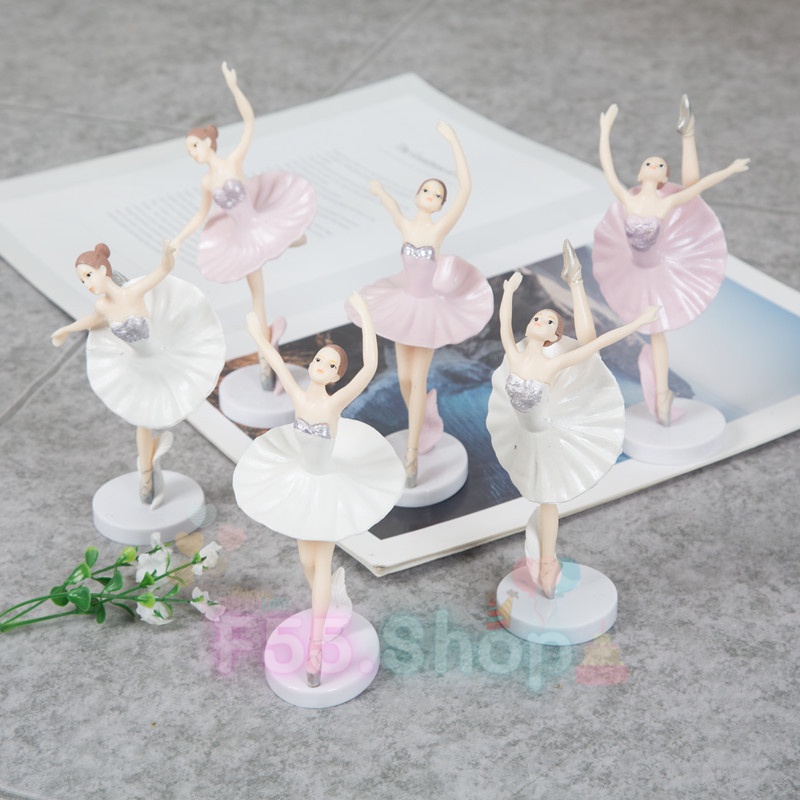 โมเดลตุ๊กตาบัลเล่ต์ 3 ตัว โมเดลนางฟ้า โมเดลนักบัลเล่ต์ (สีขาว,สีชมพู) สําหรับตกแต่งเค้ก // สินค้าพร้อมส่งจากไทย นะคะ