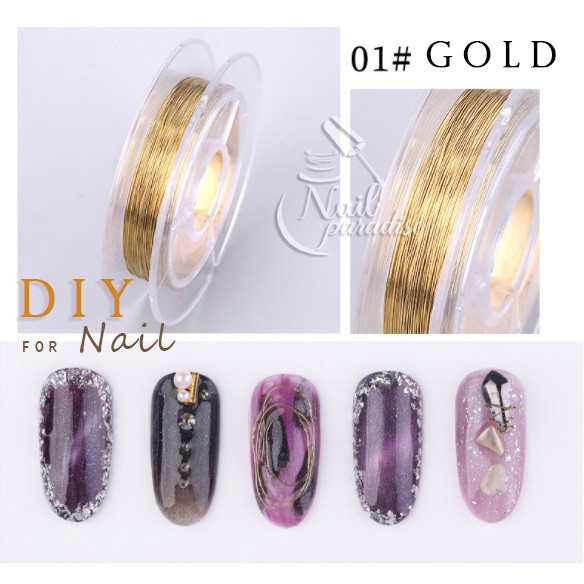 เส้นด้ายเล็ก ลวดเล็กสำหรับตกแต่งเล็บสายทอง โรสโกลว์ Jewelry Copper Craft Wire Bead สำหรับตกตแต่งเล็บ