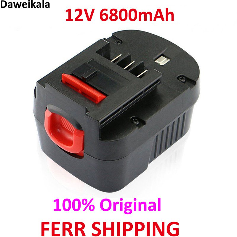 แบตเตอรี่เครื่องมือแบบชาร์จไฟได้ 12V 6800mah สำหรับ Black & Decker A12 a12ex fsb12 fs120b a1712 hp12