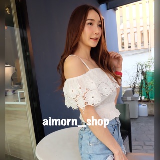 💕พร้อมส่ง เสื้อสายเดี่ยว ลายฉลุ ผ้าใส่สบาย งานสวยมากๆ อก32-38” สีขาว ดำ