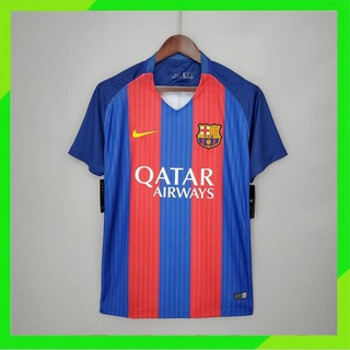 เสื้อกีฬาแขนสั้น ลายทีมชาติฟุตบอล Barcelona 16-17 ชุดเหย้า สไตล์เรโทร